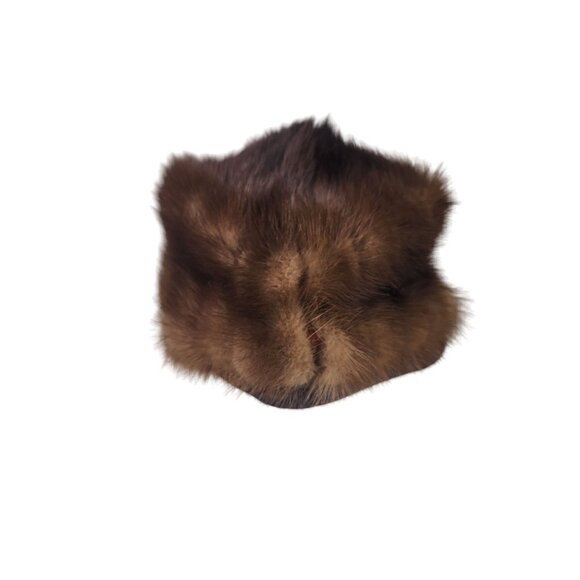 VTG Genuine Mink Fur Hat Large Pillbox Style Circa 1960 - Picture 4 of 10